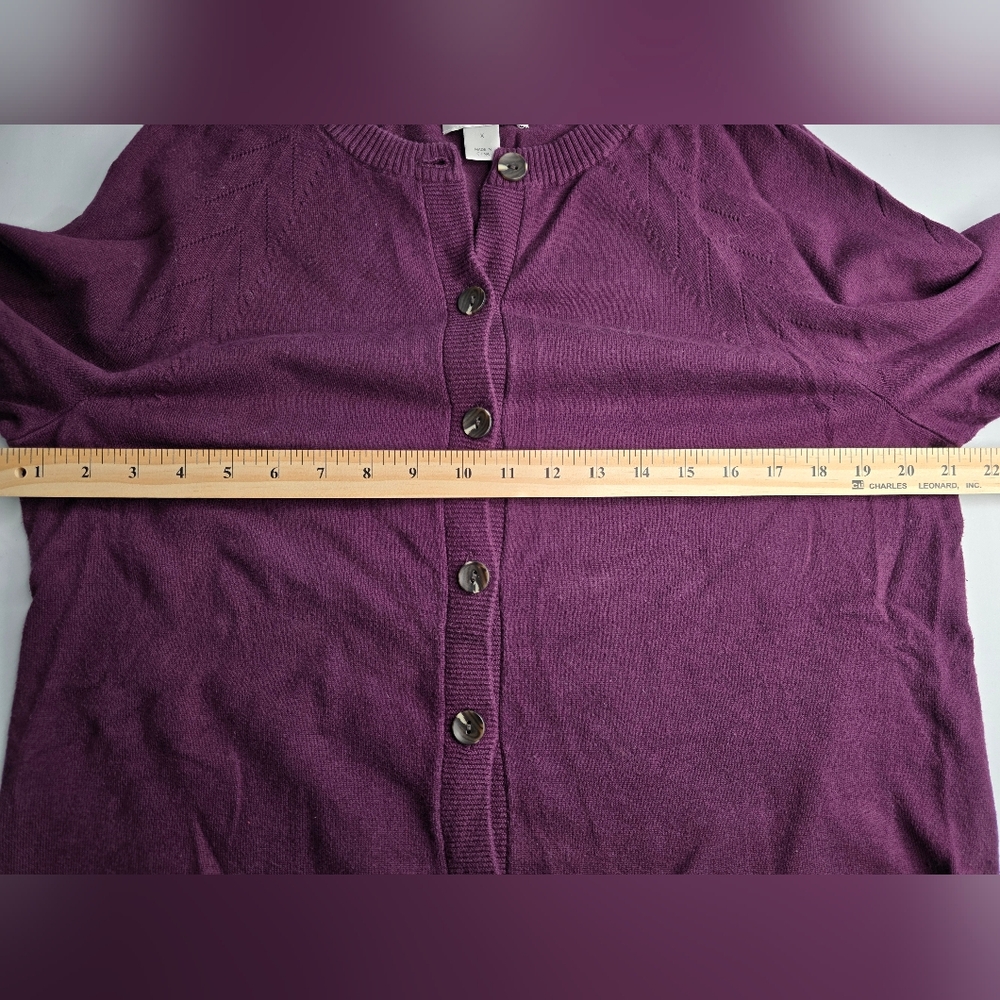 CJ Banks 0X Rich Purple Button-Up Cardigan Soft Cozy Bz0394 - Picture 8 of 9